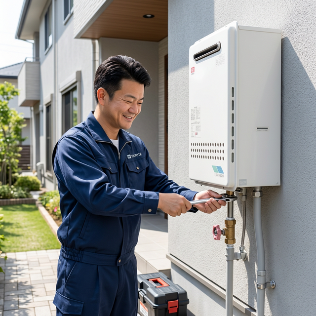 給湯器の交換工事の様子